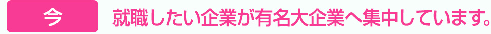 就職したい企業が有名大企業へ集中しています。